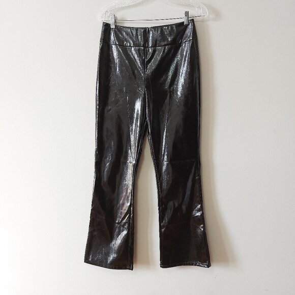Tiger Mist Faux Patent Leather Pant High Rise Size Medium Back Zip Black Vinyl - Picture 1 of 9
